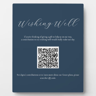Navy Wishing Well Sign met QR Code Plaque Fotoplaat