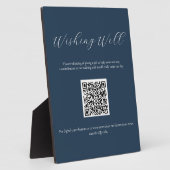 Navy Wishing Well Sign met QR Code Plaque Fotoplaat (Zijkant)
