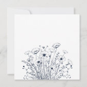 Navy Wit Bloemen Handgeschreven Bruiloft Dank u Kaart (Achterkant)