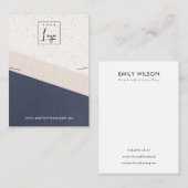 Navy Wit Blush Keramisch Ketting Display Logo Visitekaartje (Voorkant / Achterkant)