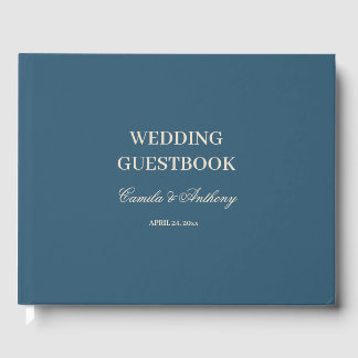 Navy Wit Bruiloft Gastenboek