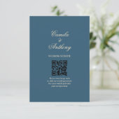 Navy Wit Bruiloft Informatiekaartje (Staand voorkant)