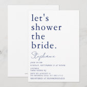 Navy Wit Eenvoudig Modern Vrijgezellenfeest Kaart (Voorkant / Achterkant)