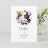 Navy, wit en goud Floral Vrijgezellenfeest Kaart (Staand voorkant)