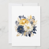 Navy, wit en goud Floral Vrijgezellenfeest Kaart (Achterkant)