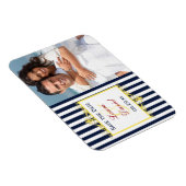 Navy Wit Geel Rood Gestreept Save the Date Magnet Magneet (Rechterzijde)