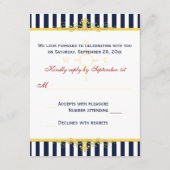 Navy, Wit, Geel, Rood Gestreepte RSVP Kaart II (Achterkant)