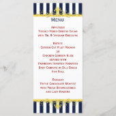 Navy Wit Gele Rode Strepen, Scrolls Menu Kaart (Achterkant)