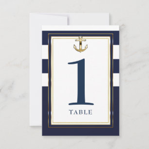 Navy Wit & Goud Anker Nautische Tafel Zitplaatsen Kaart