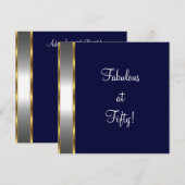Navy Wit Goud Fantastisch 50e Verjaardagsfeest Kaart (Voorkant / Achterkant)
