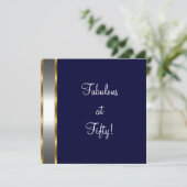 Navy Wit Goud Fantastisch 50e Verjaardagsfeest Kaart (Staand voorkant)