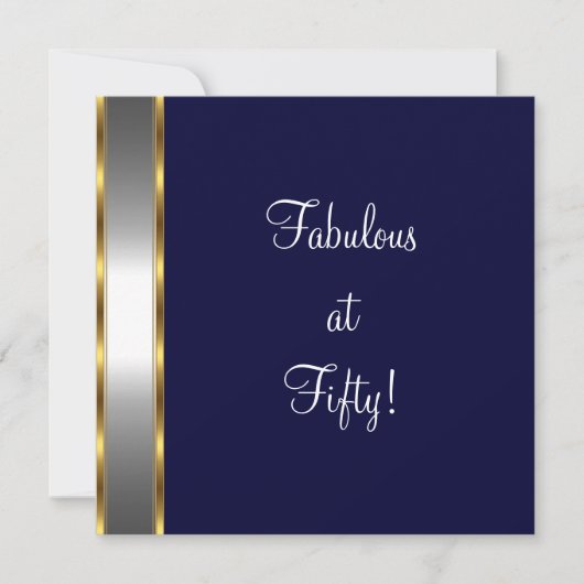 Navy Wit Goud Fantastisch 50e Verjaardagsfeest Kaart (Voorkant)