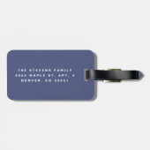 Navy Wit Houtnerf Abstract Patroon Bagage Label (Achterkant horizontaal)