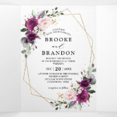 Navy Wit Ivoor Geometrische Tri-fold Bruiloft uitn Drieluik Programma (Binnenkant midden)