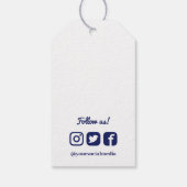Navy Wit Uw Logo Social Media Prijs Cadeau Labels Cadeaulabel (Achterkant)