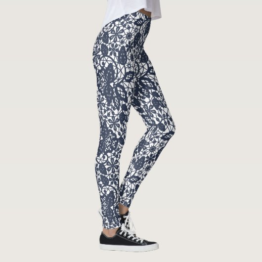 NAVY WITTE ACTIEVE LEGGINGS (Rechts)