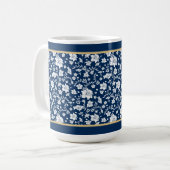 Navy Witte Bloemenmok Koffiemok (Voorkant links)
