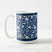 Navy Witte Bloemenmok Koffiemok (Links)