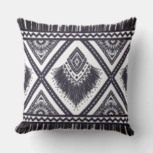Navy Witte Boho Gestructureerde Worp Kussen