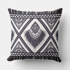 Navy Witte Boho Gestructureerde Worp Kussen