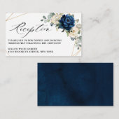 Navy Witte Champagne Ivoor Geometrische Ontvangst Informatiekaartje (Voorkant / Achterkant)