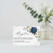 Navy Witte Champagne Ivoor Geometrische Ontvangst Informatiekaartje (Staand voorkant)