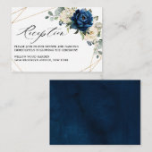 Navy Witte Champagne Ivoor Geometrische Ontvangst Informatiekaartje (Voorkant / Achterkant)