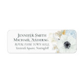 Navy Witte Gouden Bloemige Trouwjurk Etiket (Voorkant)