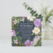 Navy Witte Lavendel Rozen  Botanische Bloemen Kaart (Staand voorkant)