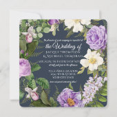 Navy Witte Lavendel Rozen  Botanische Bloemen Kaart (Voorkant)