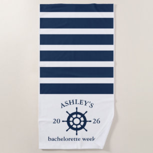 Navy & Witte Persoonlijke Bachelorette-weekend Strandlaken