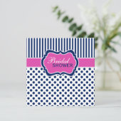 Navy, Witte Polka Dot Stripe Vrijgezellenfeest Uit Kaart (Staand voorkant)