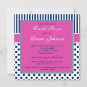 Navy, Witte Polka Dot Stripe Vrijgezellenfeest Uit Kaart (Achterkant)