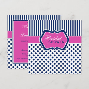 Navy, Witte Polka Dot Stripe Vrijgezellenfeest Uit Kaart