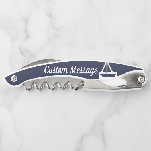  Navy & Witte Zeilboot Kurkentrekker (Achterkant)