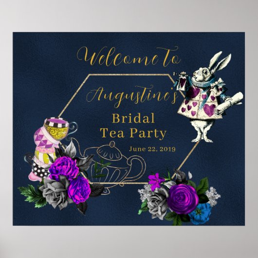 Navy Wonderland Bridal Tea Welcome Poster (Voorkant)