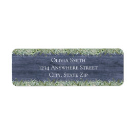 Navy Wood Eucalyptus Return Address Labels