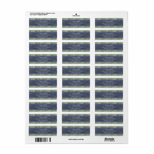 Navy Wood Eucalyptus Return Address Labels (Full Sheet)
