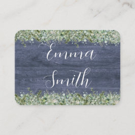 Navy Wood Eucalyptus Wedding Place Cards | Rustic Plaatskaartje