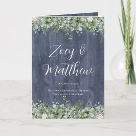 Navy Wood Eucalyptus Wedding Program | Rustic Programma
