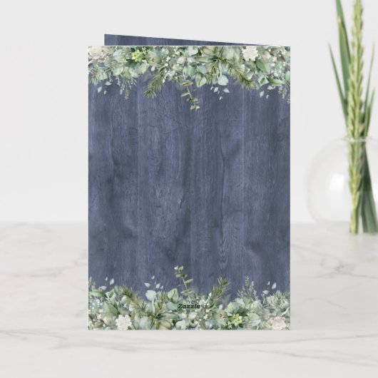 Navy Wood Eucalyptus Wedding Program | Rustic Programma (Achterkant)