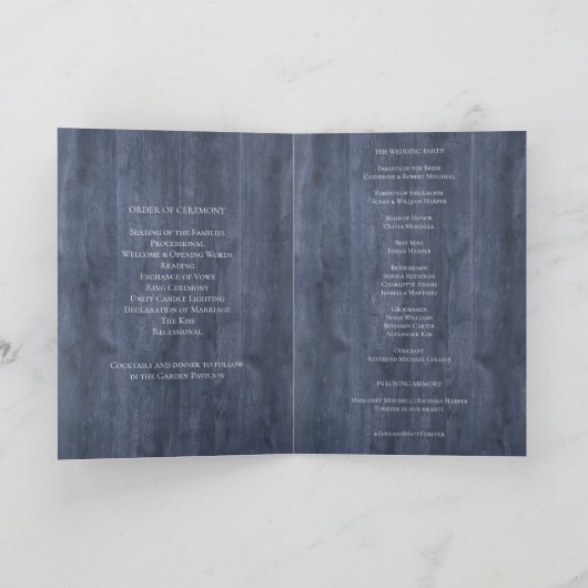 Navy Wood Eucalyptus Wedding Program | Rustic Programma (Binnen)