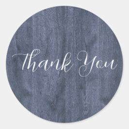 Navy Wood Eucalyptus Wedding Round Stickers