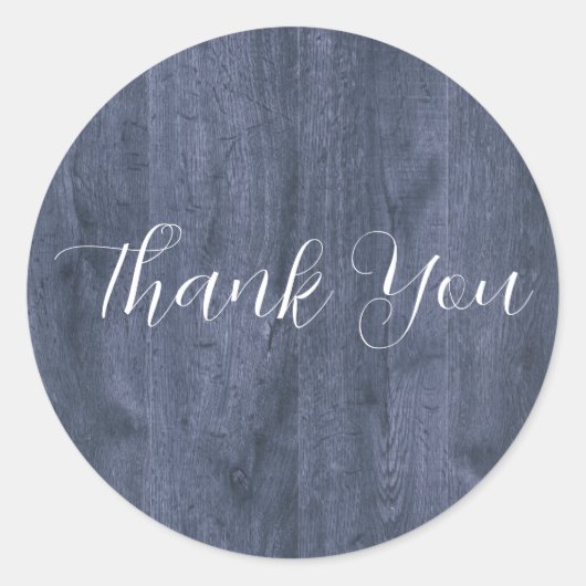 Navy Wood Eucalyptus Wedding Round Stickers (Voorkant)