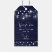 Navy Wood Mason Jars Lights Bruiloft Gift Label Cadeaulabel (Voorkant)