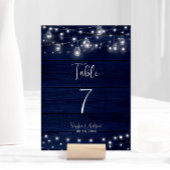 Navy Wood Mason Jars Lights Wedding Kaart