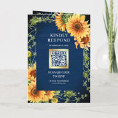 Navy Wood Sunflowers Photo Arch QR Code Wedding (Achterkant)