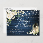 Navy Wood & White Roses Lantaarn Verandering van p Briefkaart (Voorkant / Achterkant)