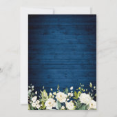 Navy Wood & White Roses Lantern Waterverf bruiloft Kaart (Achterkant)