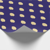 navy wrapping paper navy with golden sea scallops cadeaupapier (Hoek)